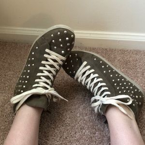 Gray studded sneakers